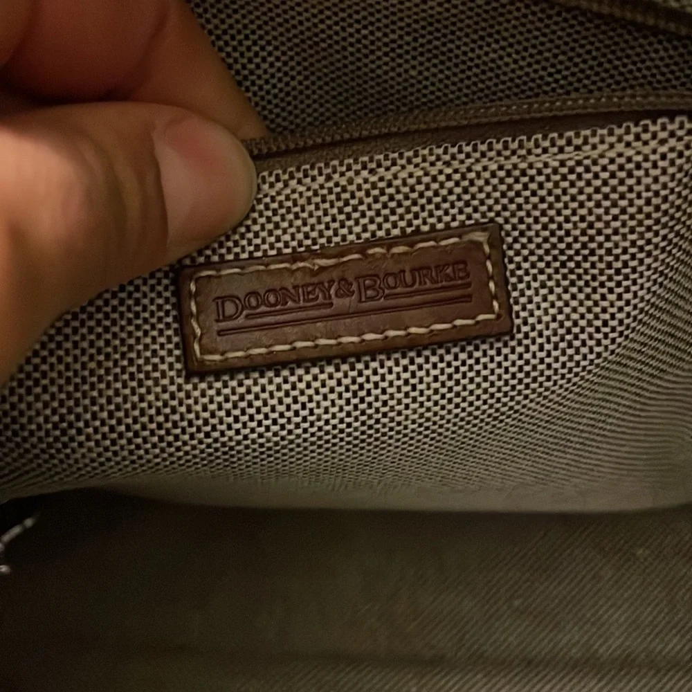 Dooney & Bourke Double Pocket Tote Purse in brown colored monogram. - Picture 10 of 14